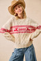 BiBi Christmas Theme Patterned Cable Knit Sweater