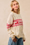 BiBi Christmas Theme Patterned Cable Knit Sweater