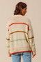 SO ME Loose Fit Multi Stripe Open Front Cardigan