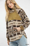 Umgee Aztec Print Sherpa Pullover