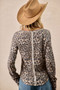 BiBi Leopard Print Washed Waffle Thermal Top with Thumb