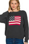 Zenana American Flag Crew Neck Sweater