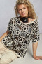 POL Openwork Short Sleeve Crochet Knit Top with Weave Knit Patterns