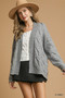 Umgee Chunky Cable Knit Open Front Cardigan