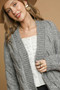 Umgee Chunky Cable Knit Open Front Cardigan