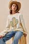 BiBi Cactus Embroidered Fleece Sweatshirt