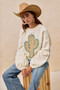 BiBi Cactus Embroidered Fleece Sweatshirt