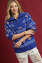Umgee Floral Patterned Jacquard Quarter-Zip Pullover Sweater