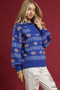 Umgee Floral Patterned Jacquard Quarter-Zip Pullover Sweater