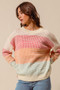SO ME Multi Color Block Long Sleeve Sweater