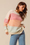 SO ME Multi Color Block Long Sleeve Sweater