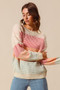 SO ME Multi Color Block Long Sleeve Sweater
