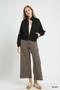 Umgee Zipper Up Cropped Jacket with Leopard Trim