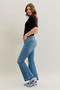 Judy Blue Full Size Mid Rise Slim Bootcut Tummy Control Release Hem Jeans Plus Size