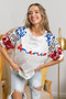 BiBi America Letter Applique Spangle Puff Sleeves Top