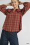 Umgee Full Size Plaid Ruffle Collar Blouse Plus Size