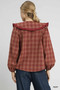 Umgee Full Size Plaid Ruffle Collar Blouse Plus Size