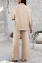Two Pieces Solid Button Down Blouse Pant Sets