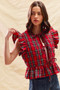 SO ME Christmas Holiday Plaid Ruffled Quilt Vest Top