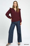 Umgee Luxeknit Ruffle Shoulder Quarter-Zip Sweatshirt