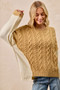 BiBi Cable Knit With Hacci Combo Sweater With Uneven Hem Detail