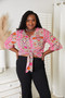 Tie Hem V-Neck Three-Quarter Sleeve Blouse