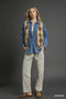 Umgee Mix Patterned Sherpa Tie-Front Vest