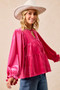 BiBi Christmas Theme Velvet Bow Tied Blouse