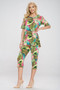 Plus Size Short Sleeve Top And Capri Pants Set