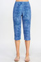 Plus Size Denim Print Bns Capri Pants