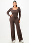 Long Sleeve Ribbed Bodysuit And Pants Set