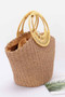 Faux Straw Bamboo Handle Tote Bag​