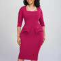 Women'S Spring Solid Bodycon Chic Elegant Career Africa Plus Size Dress
