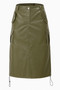 Pu Side Pockets Midi Skirt