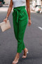 Ruffle Belt Pocket Solid Skinny Pants