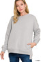 Zenana Full Size Fleece Hi-low Boyfriend Sweatshirts with Pockets Plus Size
