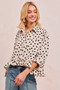 BiBi Polka Dot Printed Peplum Top with Front Button