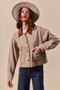 SO ME Cotton Twill Cropped Barn Jacket wtih Collar