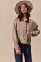 SO ME Cotton Twill Cropped Barn Jacket wtih Collar