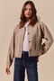 SO ME Cotton Twill Cropped Barn Jacket wtih Collar