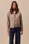 SO ME Cotton Twill Cropped Barn Jacket wtih Collar