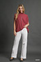 Umgee Textured Mock Neck Relaxed Top