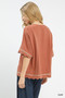 Umgee Linen Blend Scallop Trim Top