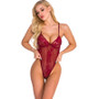 Women Lace See-Through Hollow V-Neck Strap Bodysuit Sexy Lingerie