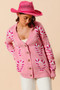 SO ME Christmas Candy Cane Button Front Sweater Cardigan