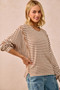 BiBi Open Seam Detail Textured Stripe Knit Top