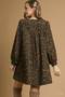 Umgee Leopard Print Long Sleeve Swing Dress