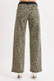 RISEN High Rise Wide Leg Leopard Printed Jeans with Contrast Waist Band Detail