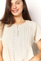 Double Take Crochet Buttoned Short Sleeves Top