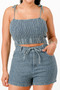 Denim Tank Top And Matching Short Set